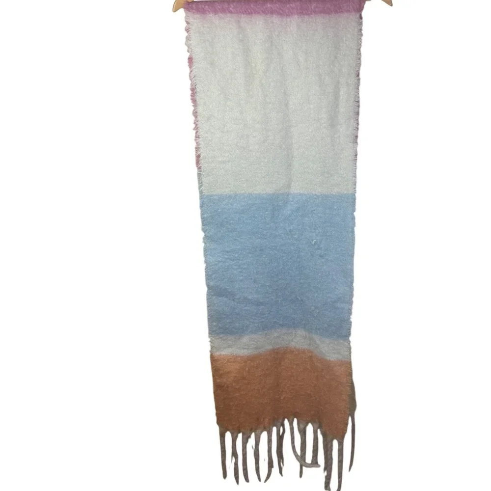 Free‎ People Dream Maker Fringe Scarf Extra Long Striped Rainbow Colorful Fun